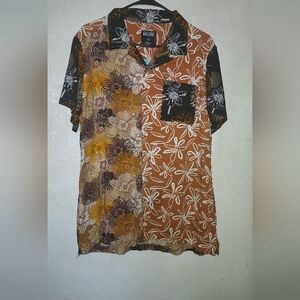 Floral Patchwork Men's Casual Shirt - Brown and Black